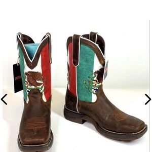Durango Brown Leather Mexican Flag Embroidered Western Boots